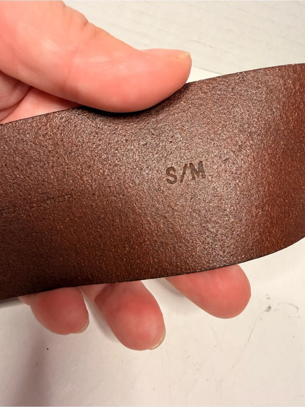 French Connection Brown Leather Wide Waist Belt with Double Ring Buckle 38 inch